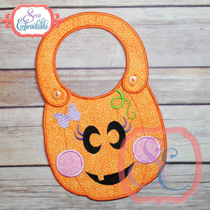 ITH Girl Pumpkin Baby Bib, In The Hoop Projects