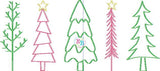 Five Christmas Trees Bean Stitch Embroidery Design, Embroidery Design