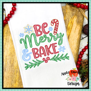 Be Merry and Bake Sketch Embroidery Design, Embroidery
