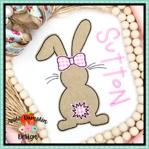 Bunny Backside with Bow Bean Stitch Applique Design, Applique