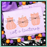 Cat O Lanterns Trio Sketch Embroidery Design, applique