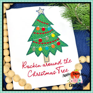 Christmas Tree Bean Stitch Applique Design, Applique