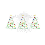 Christmas Tree Trio Embroidery Design, Embroidery