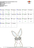 Bunny with Bubble Gum Glasses Bean Stitch Applique Design, Embroidery