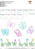 Butterflies Outline Embroidery Design, Embroidery