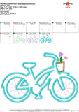 Bicycle with Flowers Zigzag Applique Design, Applique