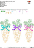 Carrot Trio Bow Scribble Embroidery Design, Embroidery