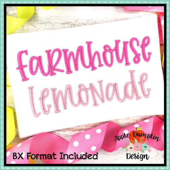 Farmhouse Lemonade Alphabet, Embroidery Font