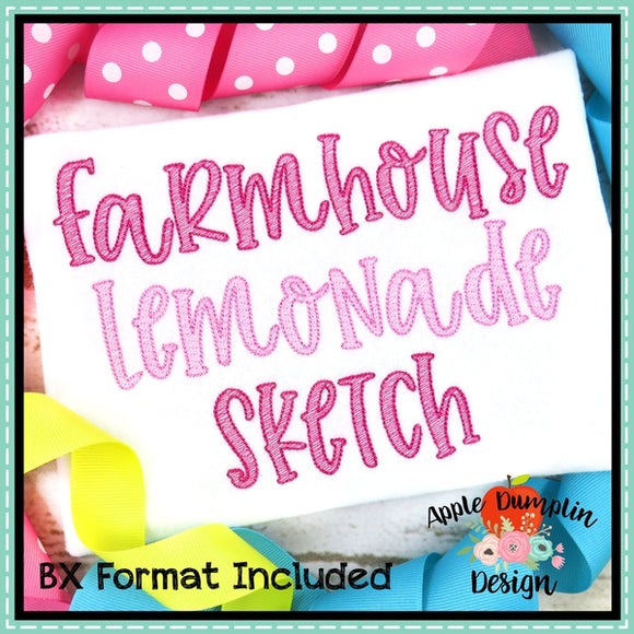 Farmhouse Lemonade Sketch Alphabet, Embroidery Font