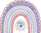 4th of July Sketch Rainbow Embroidery Design, Embroidery
