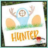 Hunting Easter Basket Sketch Embroidery Design, Embroidery