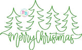 Merry Christmas Trees Bean Stitch Embroidery Design, Embroidery Design