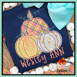 Pumpkins with Bow Bean Stitch Applique Design, Applique