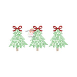 Scribble Christmas Tree with Bow Trio Embroidery Design, Embroidery