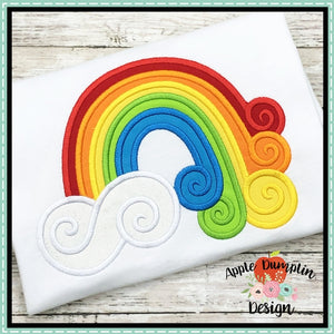 Swirl Rainbow Satin Stitch Applique Design, applique