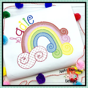 Swirl Rainbow Bean Stitch Applique Design, applique