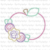 Apple Flowers Zig Zag Stitch Applique Design, Applique