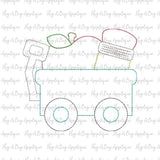 Apple Pencil Wagon Bean Stitch Applique Design, Applique