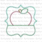 Apple Split Frame Zig Zag Stitch Applique Design, Applique