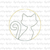 Cat Moon Bean Stitch Applique Design, Applique