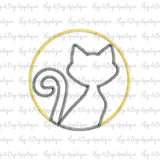 Cat Moon Zig Zag Stitch Applique Design, Applique