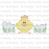 Cracked Egg Chick Sketch Stitch Embroidery Design, Embroidery