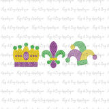 Crown Fleur Jester Trio Sketch Stitch Embroidery Design, Embroidery