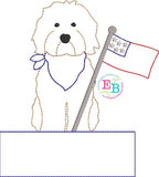 Doodle Flag Banner Bean Applique, Applique