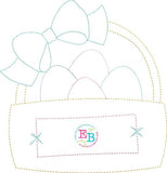 Easter Eggs Bow Basket Bean Stitch Applique, Applique