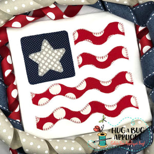 Flag Star Wave Blanket Stitch Applique Design, Applique