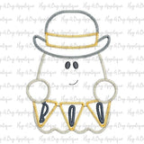 Ghost Hat Boo Zig Zag Stitch Applique Design, Applique