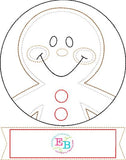 Gingerbread Boy Circle Banner Applique, Applique