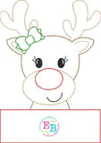 Girl Reindeer Banner Applique, Applique