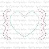 Heart Brackets Bean Stitch Applique Design, Applique