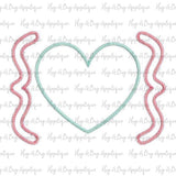 Heart Brackets Zig Zag Stitch Applique Design, Applique