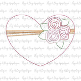 Heart Flowers Bean Stitch Applique Design, Applique