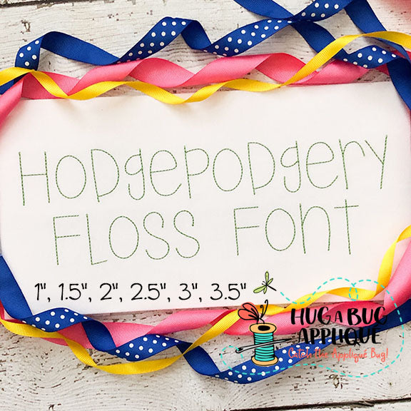 Hodgepodgery Floss Stitch Embroidery Font, Embroidery Font
