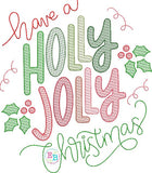Holly Jolly Christmas Embroidery Design, Embroidery