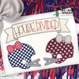 House Divided Helmets Bows Zig Zag Stitch Applique Design, Applique