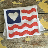 Flag Heart Wave Blanket Stitch Applique Design, Applique