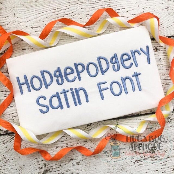 Hodgepodgery Satin Stitch Embroidery Font, Embroidery Font