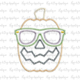 Jackolantern Sunglasses Zig Zag Stitch Applique Design, Applique
