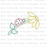 Ladybug Flower Zig Zag Stitch Applique Design, Digital Download