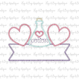Love Potion Banner Zig Zag Stitch Applique Design, Applique