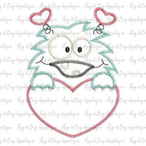 Monster Heart Zig Zag Stitch Applique Design, Applique
