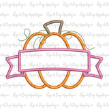 Pumpkin Banner Satin Stitch Applique Design, Applique