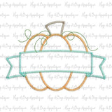 Pumpkin Banner Zig Zag Stitch Applique Design, Applique