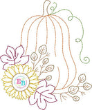Pumpkin Sunflower Bean Stitch Applique, Applique