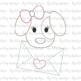 Pup Bow Letter Bean Stitch Applique Design, Applique