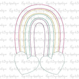 Rainbow Hearts Bean Stitch Applique Design, Applique